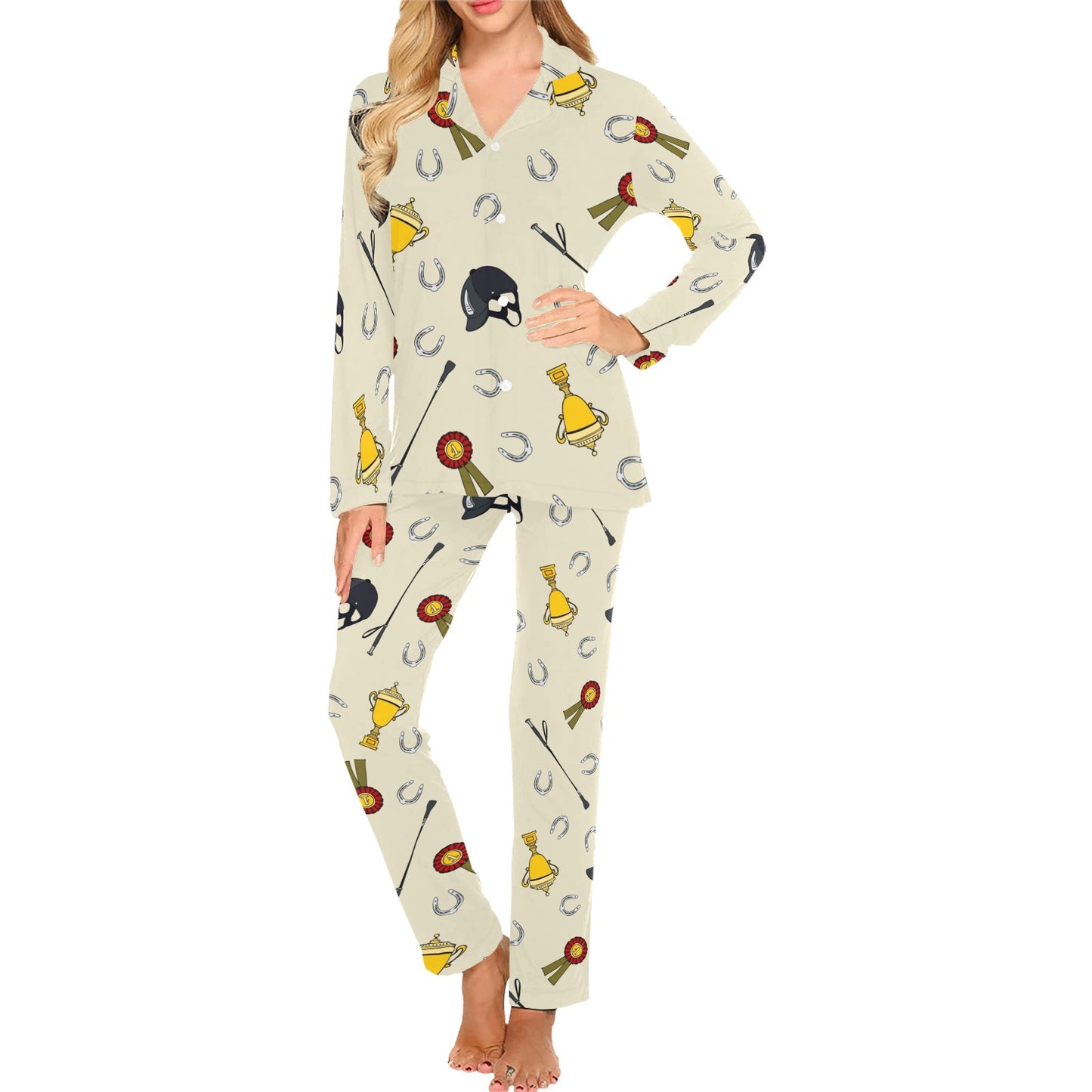 Equestrian Horseshoe Equipment Women's Long Pajama Set