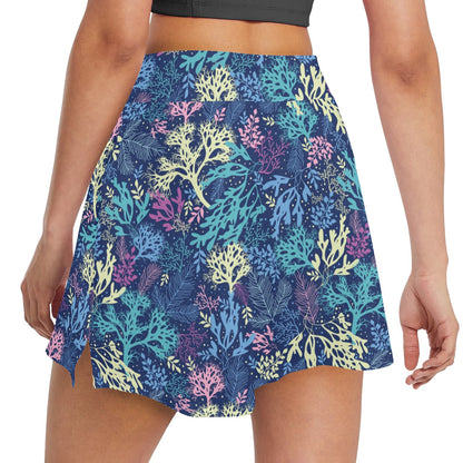 Seaweed Print Design LKS301 17" Golf & Pickleball Skort with Pockets