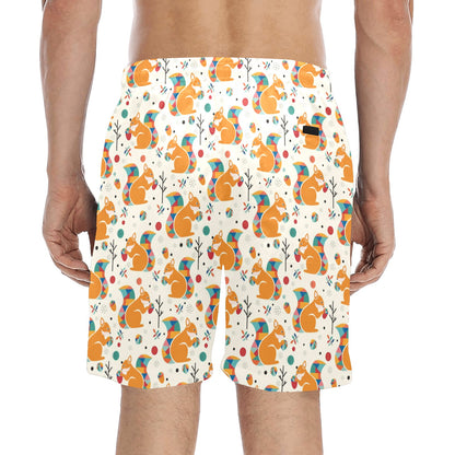Squirrel Print Design LKS304 Men's Swim Trunks Beach Shorts
