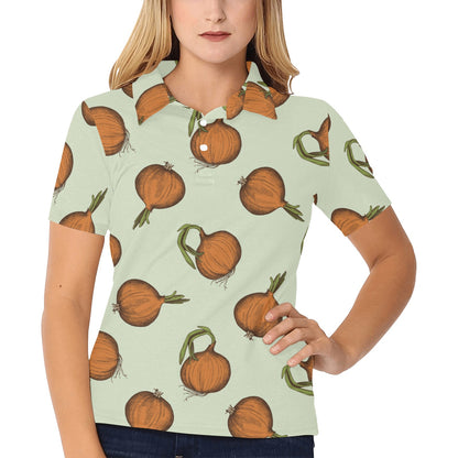 Onion Pattern Print Design A05 Women's Polo Shirt