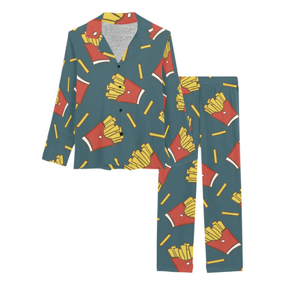 French Fried Pattern Print Design 04 Women's Long Pajama Set