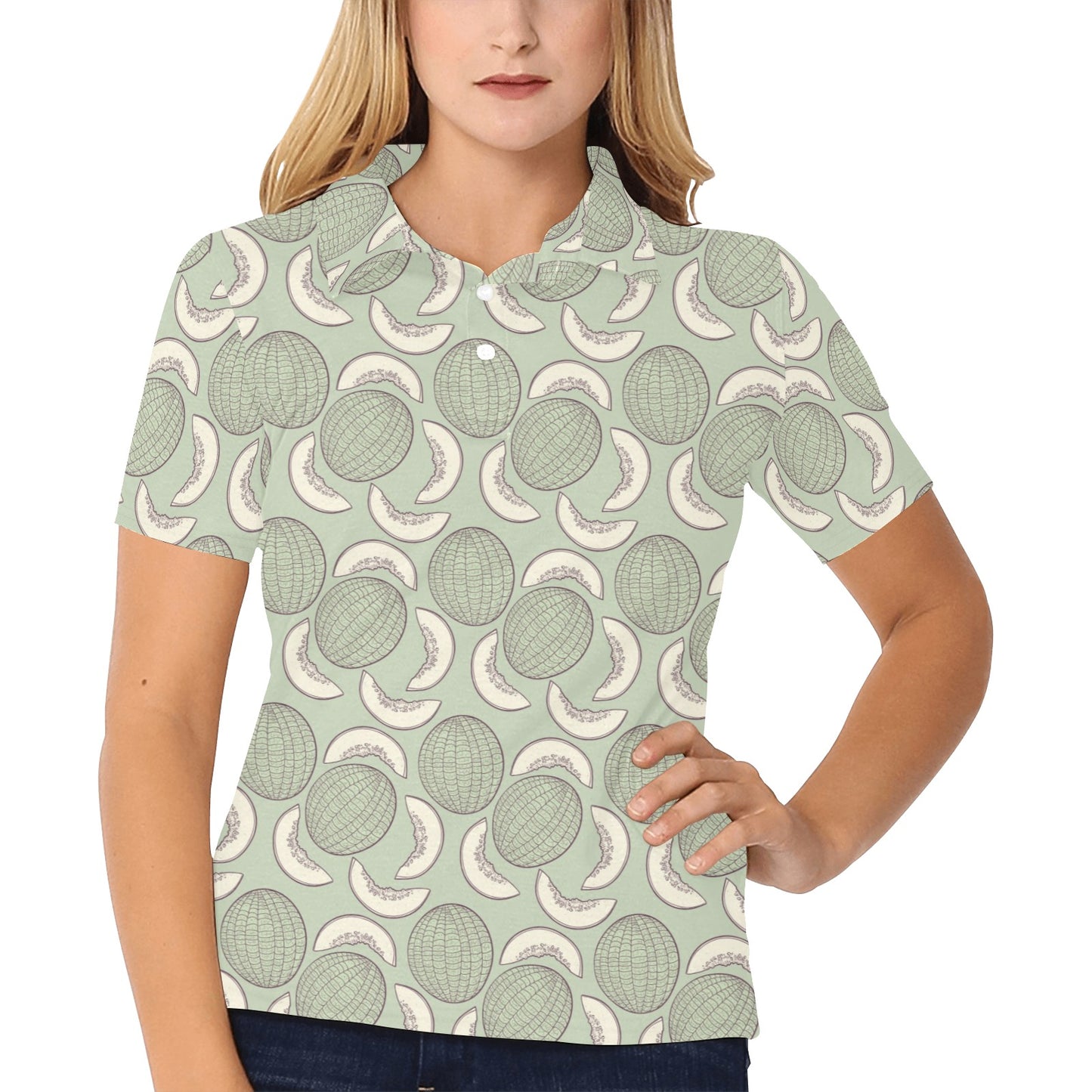 Cantaloupe Pattern Print Design 01 Women's Polo Shirt