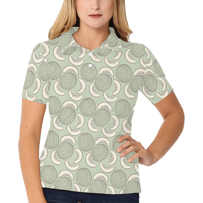 Cantaloupe Pattern Print Design 01 Women's Polo Shirt