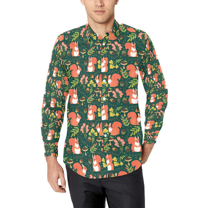 Squirrel Print Design LKS302 Men's Long Sleeve Dress Shirt