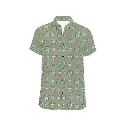 Zombie Print Design LKS301 Men Short Sleeve Button Up Shirt