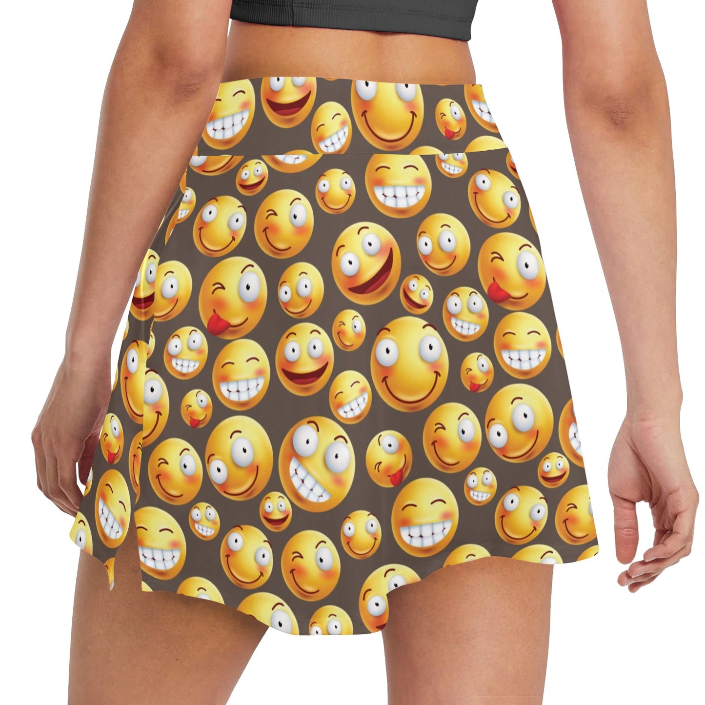 Smiley Face Emoji Print Design LKS303 17" Golf & Pickleball Skort with Pockets
