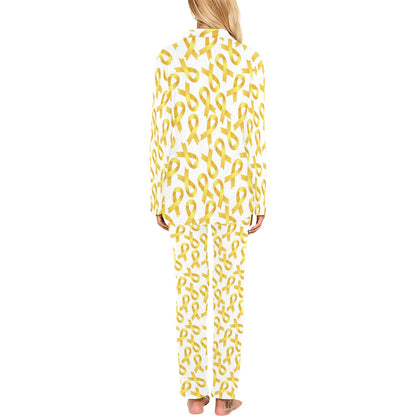 Childhood cancer Pattern Print Design 02 Women's Long Pajama Set