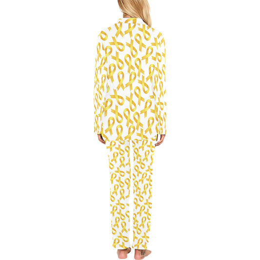 Childhood cancer Pattern Print Design 02 Women's Long Pajama Set
