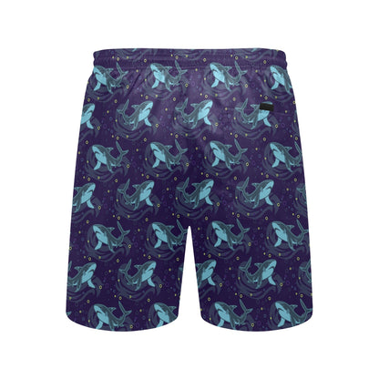 Shark Themed Print Men's Swim Trunks Beach Shorts