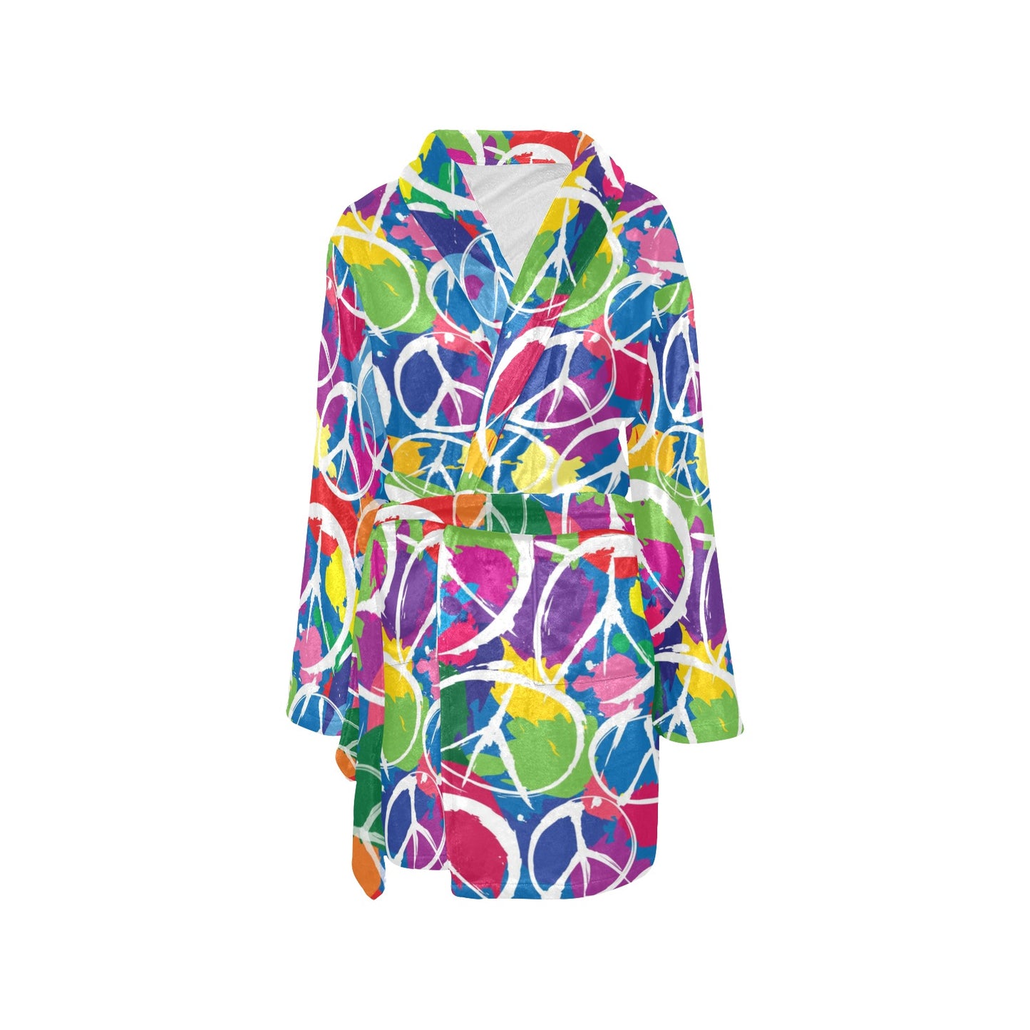 Peace Sign Colorful Pattern Print Design A02 Women's Fleece Robe
