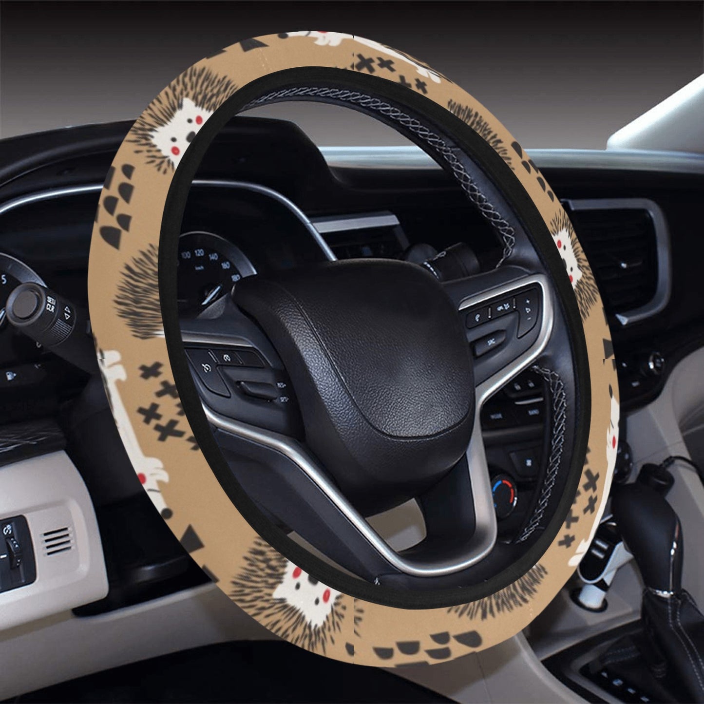 Hedgehog Print Design LKS403 Steering Wheel Cover with Elastic Edge