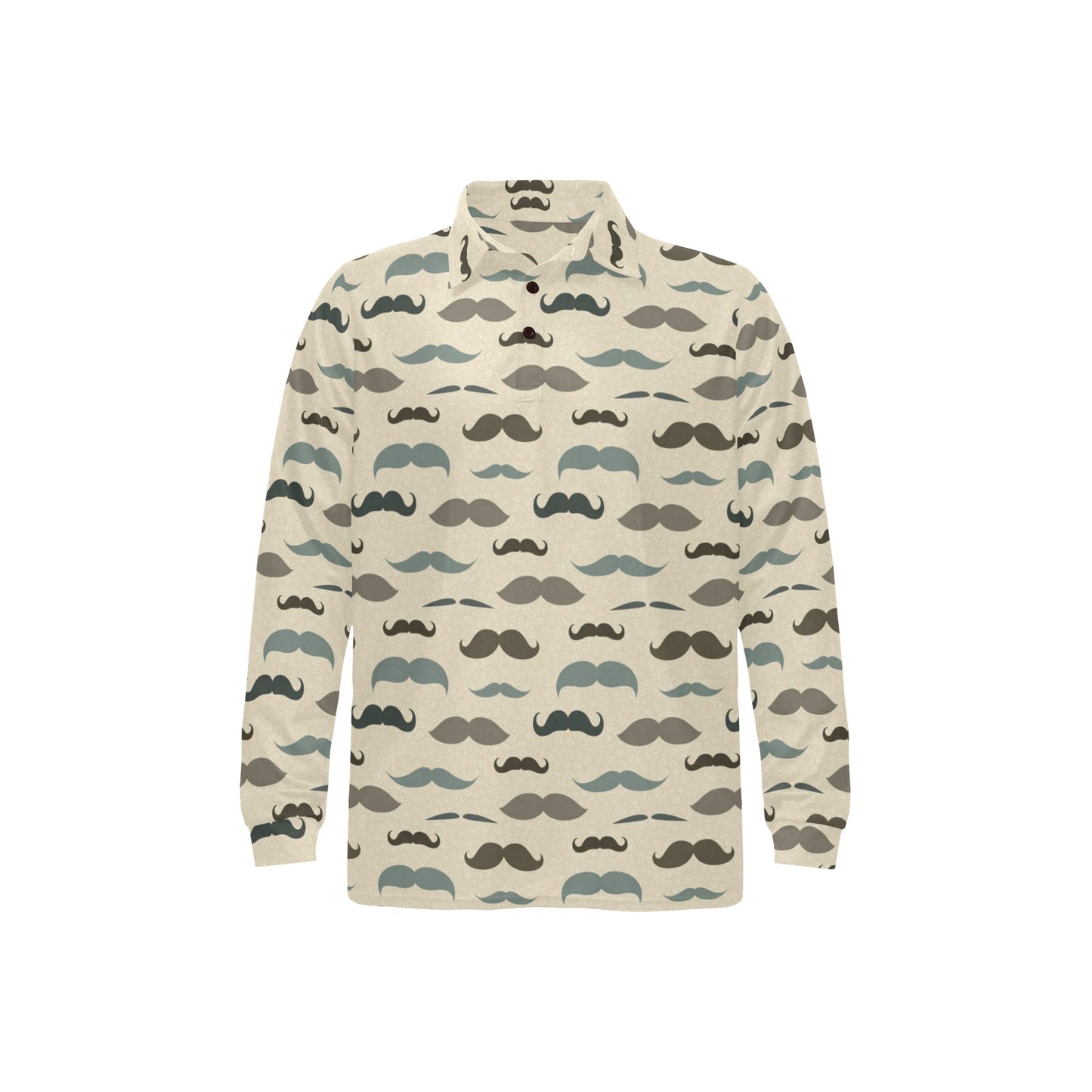 Mustache Pattern Print Design A01 Long Sleeve Polo Shirt For Men's