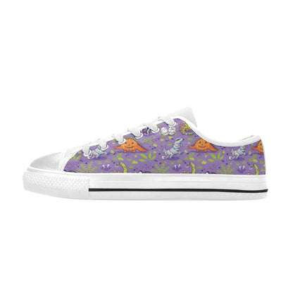 Zombie Dinosaur Print Design LKS302 Women's White Low Top Shoes