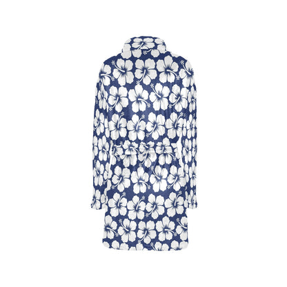 Hibiscus Pattern Print Design HB013 Women's Fleece Robe