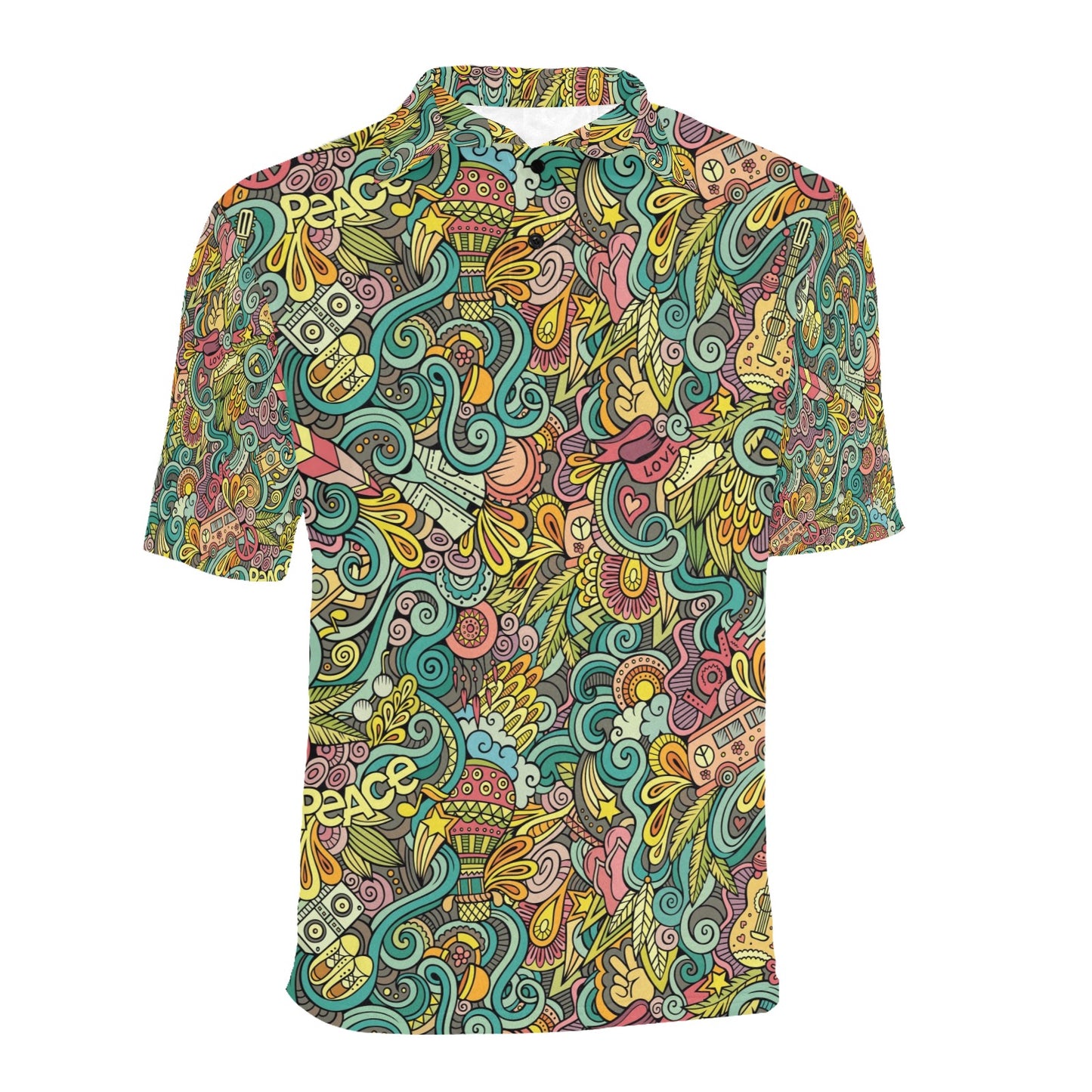 Hippie Print Design LKS302 Men Polo Shirt