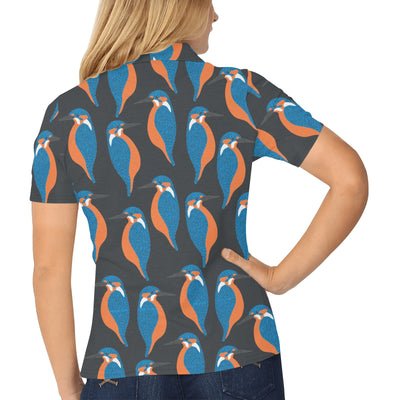 Kingfisher Pattern Print Design 03 Women's Polo Shirt