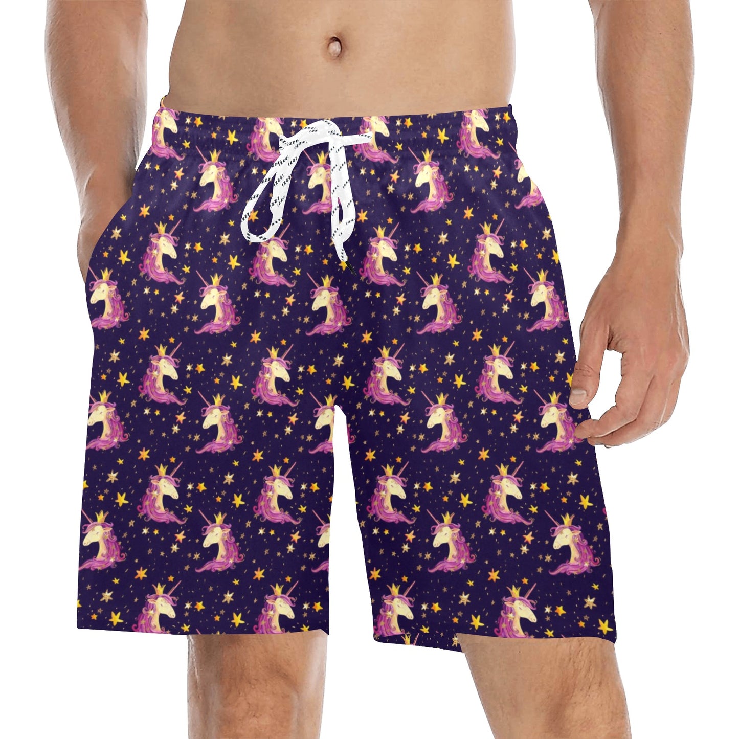 Unicorn Princess Star Sparkle Men's Swim Trunks Beach Shorts