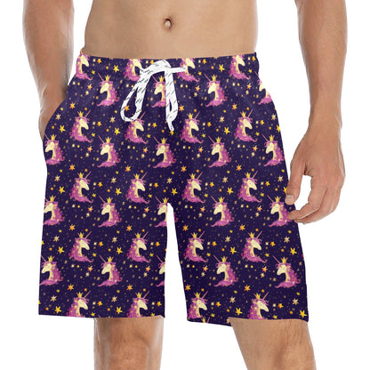 Unicorn Princess Star Sparkle Men's Swim Trunks Beach Shorts