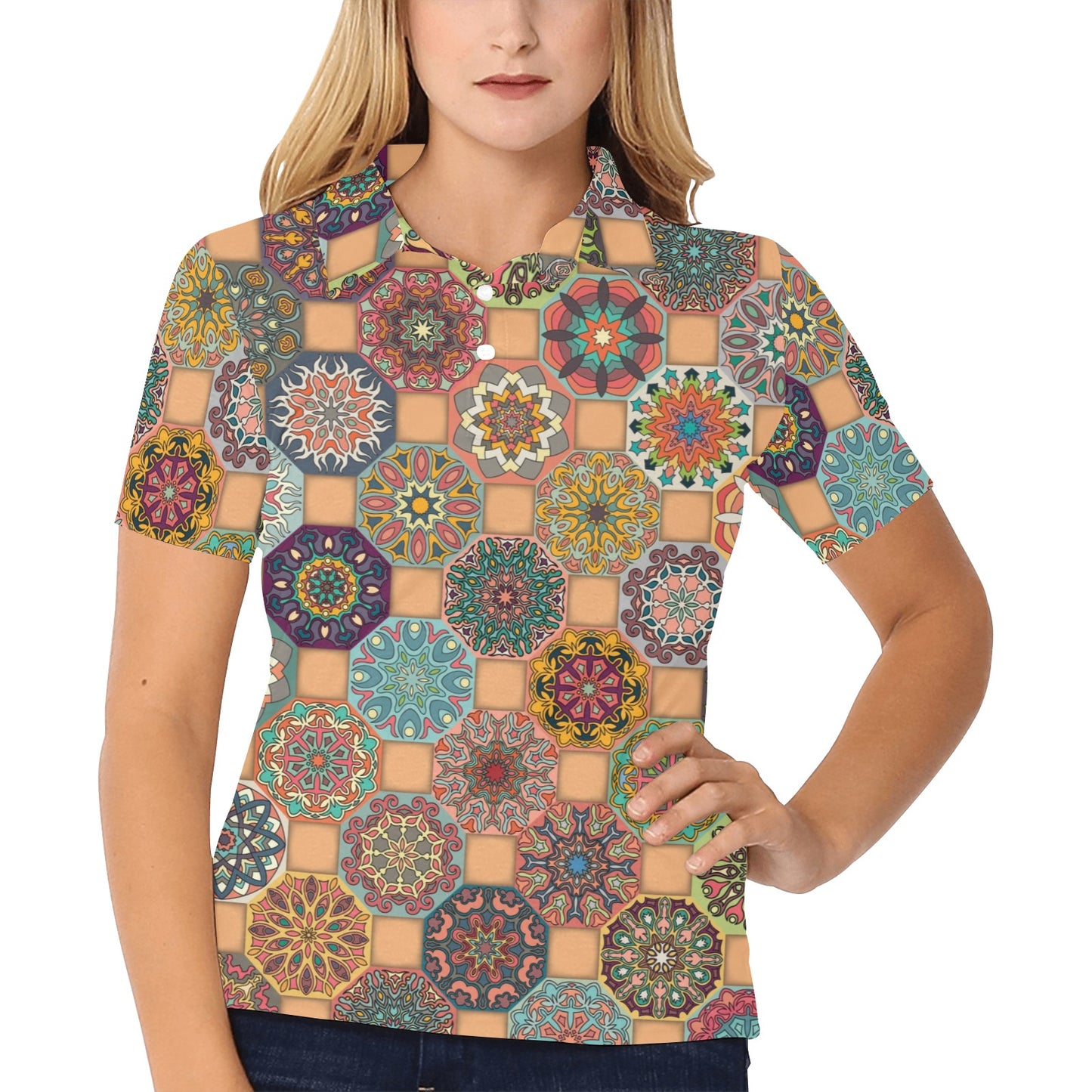 Boho Pattern Print Design 07 Women's Polo Shirt