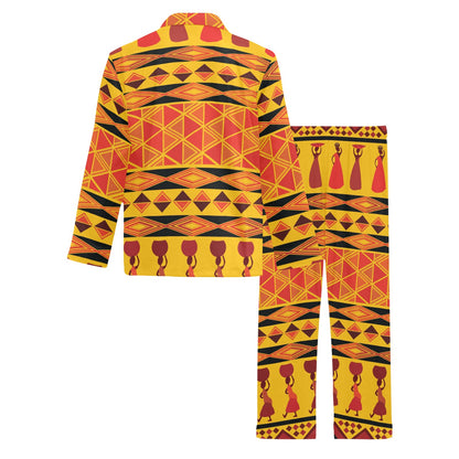 African Pattern Print Design 01 Men's Long Pajama Set