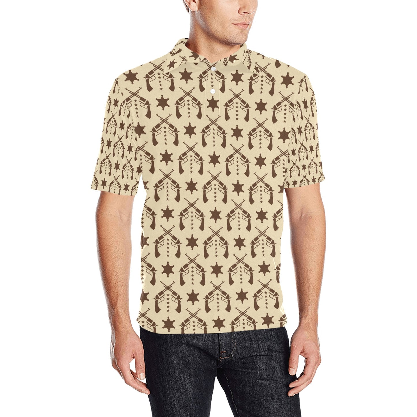 Western Cowboy Print Design LKS302 Men Polo Shirt
