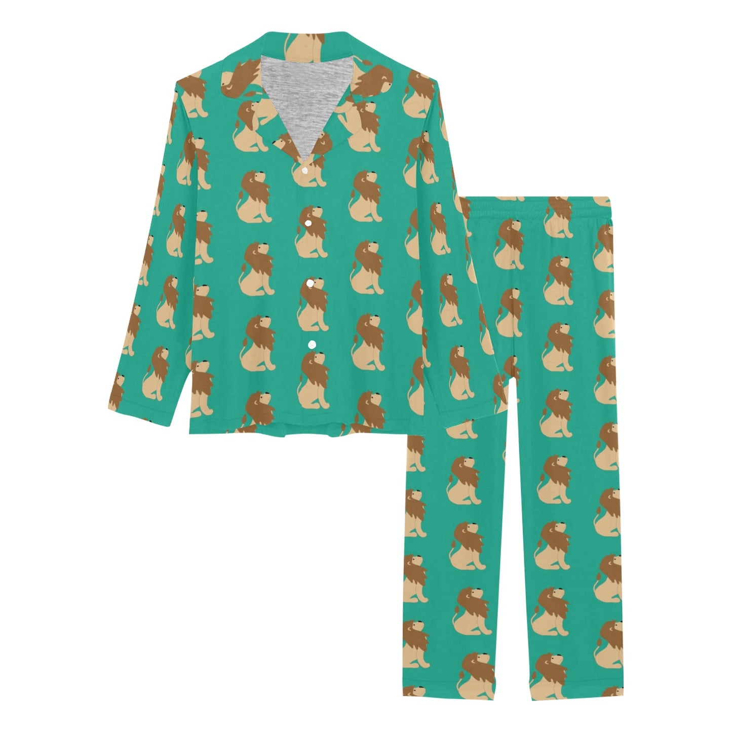 Lion Pattern Print Design 02 Women's Long Pajama Set