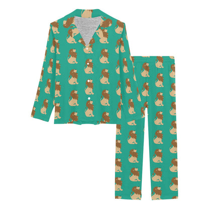 Lion Pattern Print Design 02 Women's Long Pajama Set
