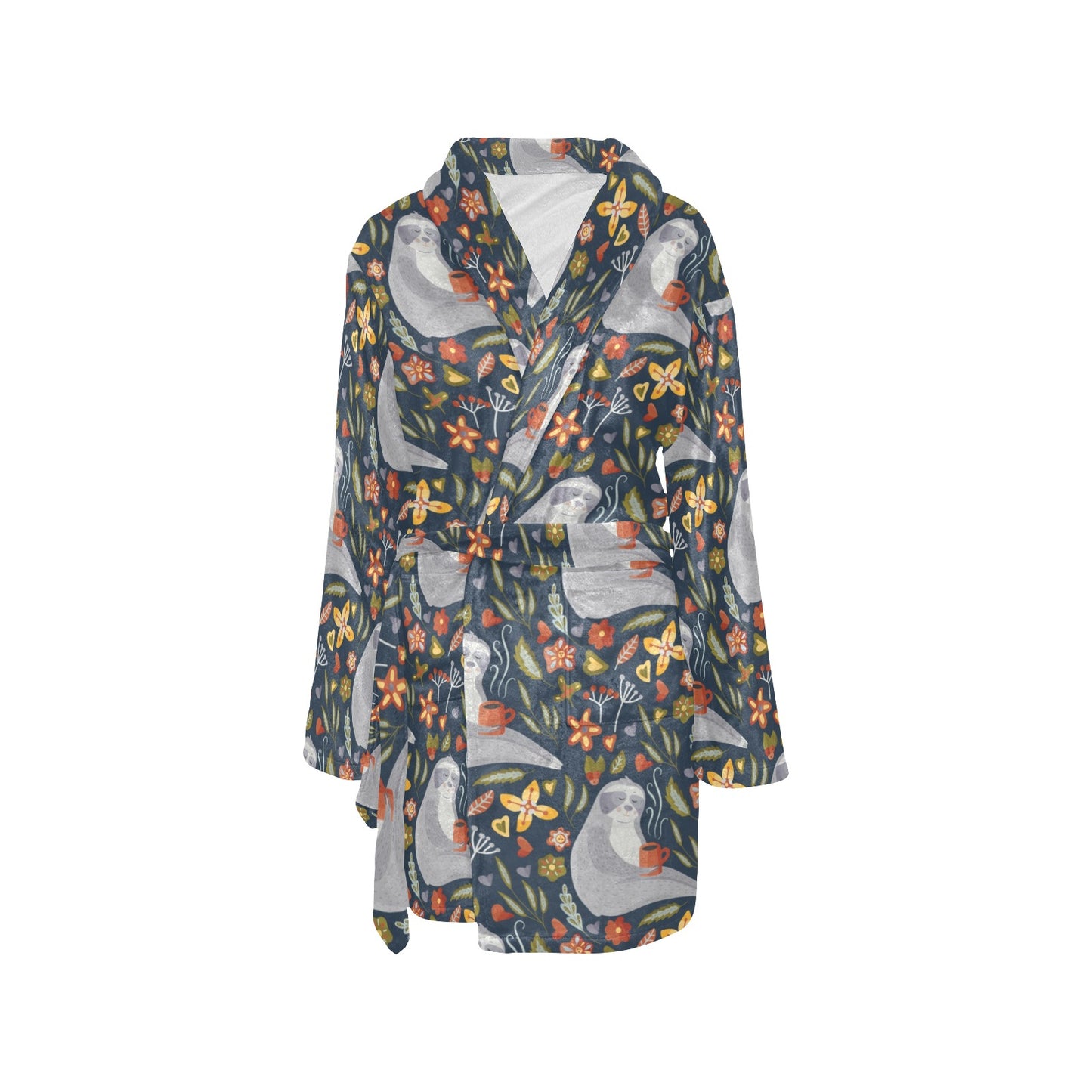 Sloth Print Design LKS303 Women's Fleece Robe