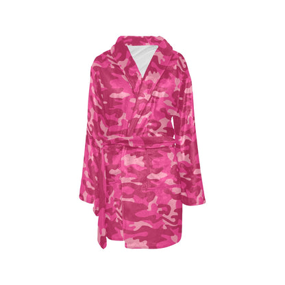 Camo Pink Pattern Print Design 01 Women's Fleece Robe