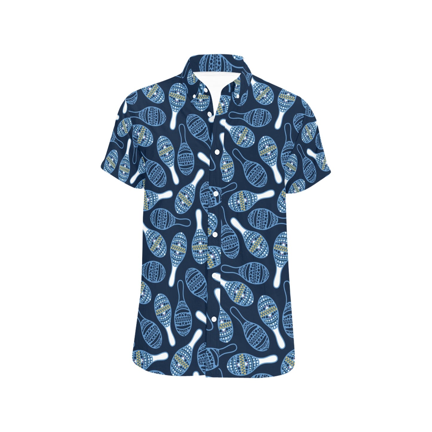 Maracas Print Design LKS401 Men Short Sleeve Button Up Shirt