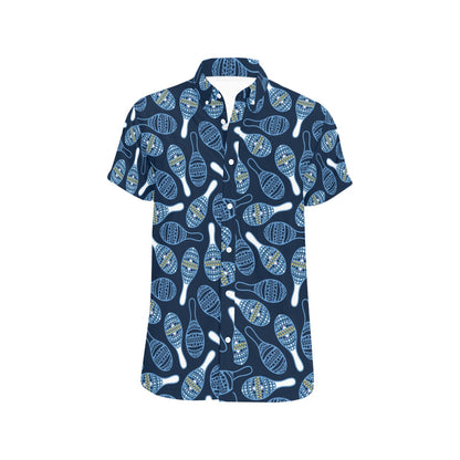 Maracas Print Design LKS401 Men Short Sleeve Button Up Shirt