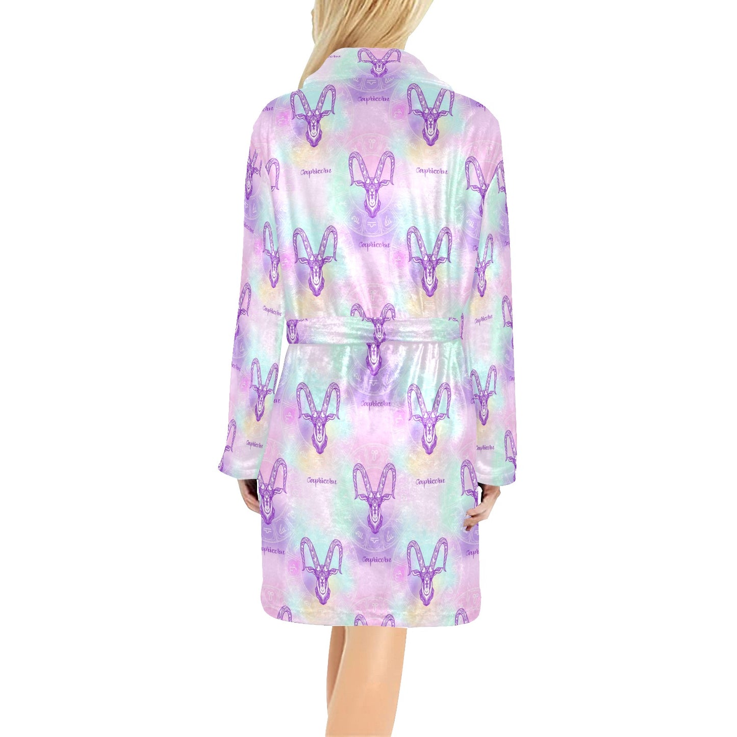 Capricorn Zodiac Pattern Print Design 02 Women's Fleece Robe