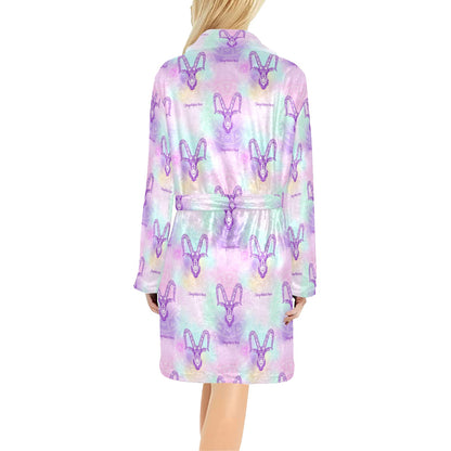 Capricorn Zodiac Pattern Print Design 02 Women's Fleece Robe
