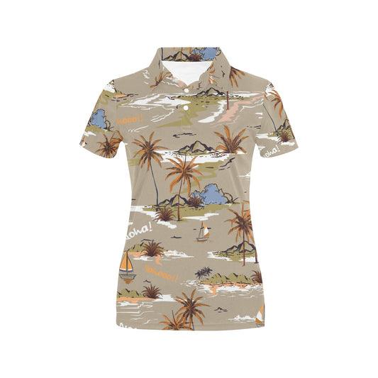 Pacific island Pattern Print Design A05 Women's Polo Shirt