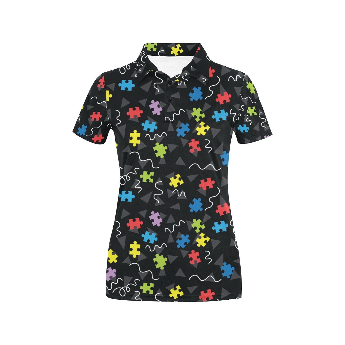 Autism Awareness Pattern Print Design 01 Women's Polo Shirt