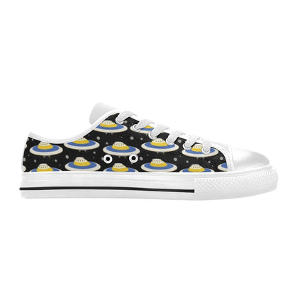 UFO Print Design LKS303 Women's White Low Top Shoes