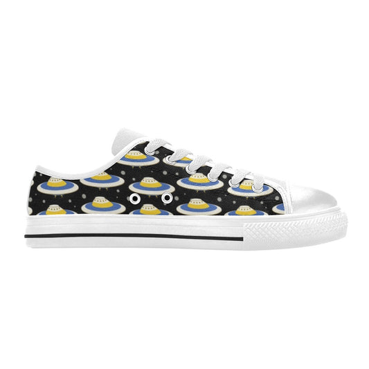UFO Print Design LKS303 Women's White Low Top Shoes