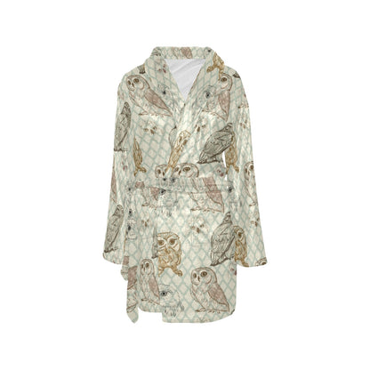 Owl Pattern Print Design A03 Women's Fleece Robe