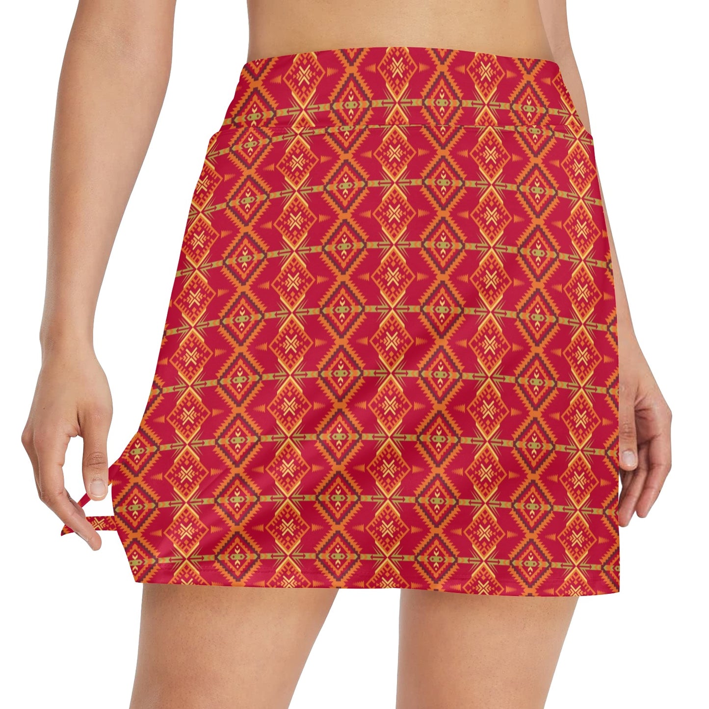 Southwest Aztec Design Themed Print 17" Golf & Pickleball Skort with Pockets