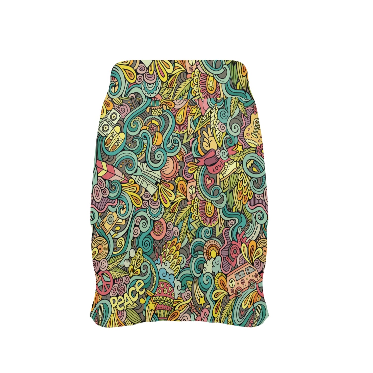 Hippie Print Design LKS302 Women's Golf Skirt with Pocket
