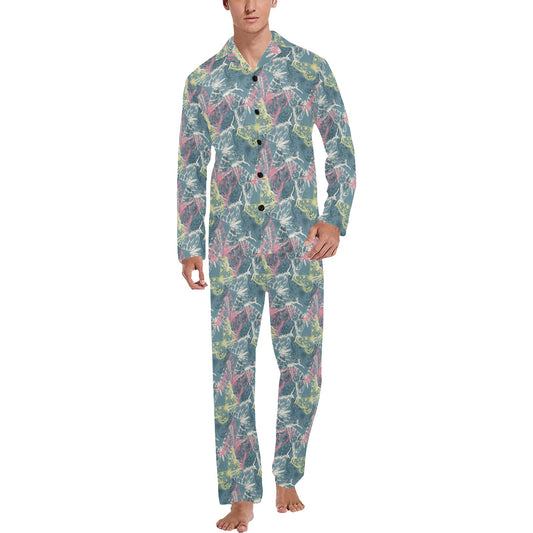 Butterfly Pattern Print Design 01 Men's Long Pajama Set