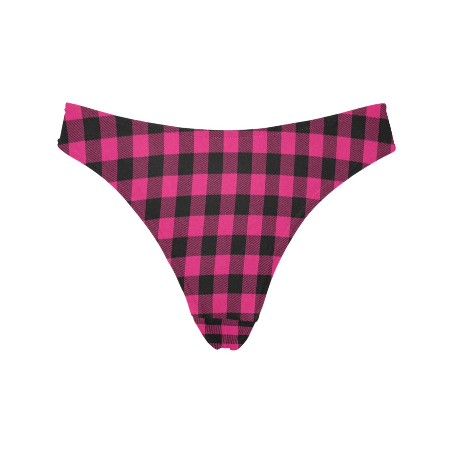 Pink Tartan Plaid Pattern Women's Thongs