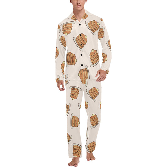 Pancake Pattern Print Design A01 Men's Long Pajama Set