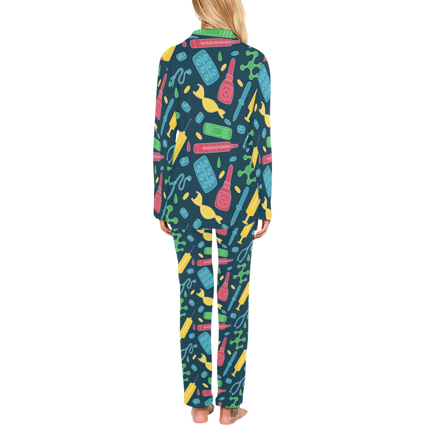 Phlebotomist Pattern Print Design A03 Women's Long Pajama Set