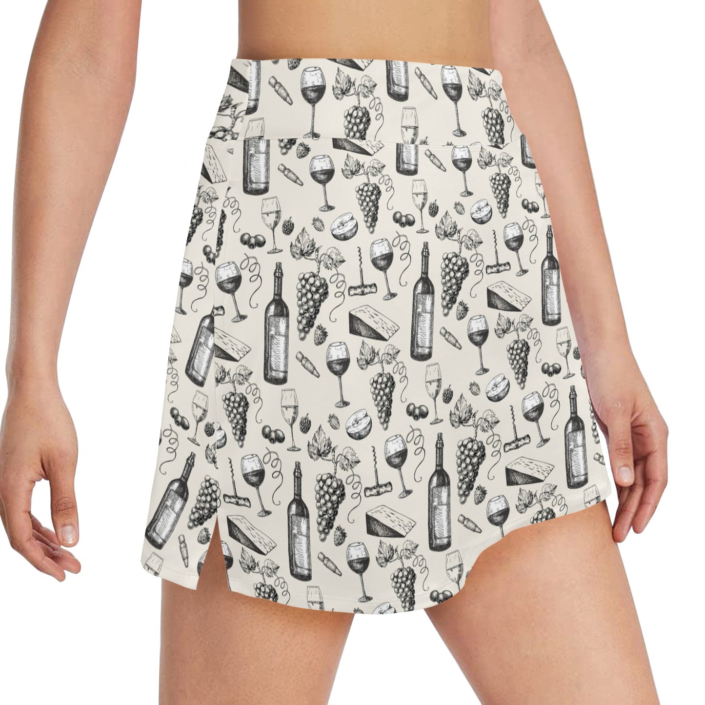 Wine Themed Print Design LKS306 17" Golf & Pickleball Skort with Pockets