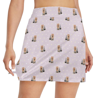 Yorkshire Terriers Print Design LKS302 17" Golf & Pickleball Skort with Pockets