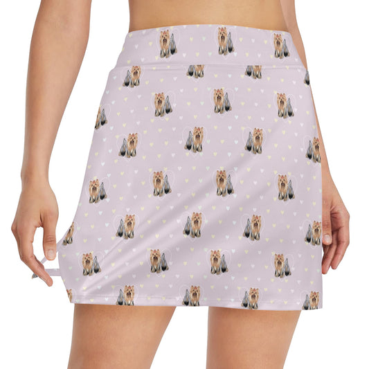 Yorkshire Terriers Print Design LKS302 17" Golf & Pickleball Skort with Pockets