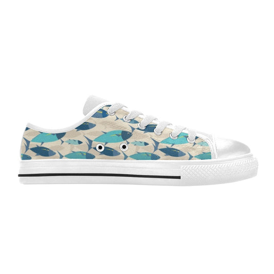 Tuna Fish Print Design LKS302 Women's White Low Top Shoes