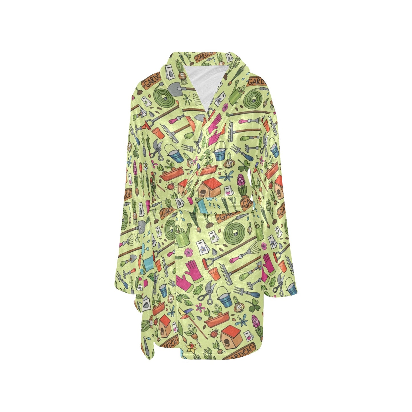 Gardening Pattern Print Design G02 Women's Fleece Robe