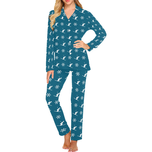 Ski Print Design LKS301 Women's Long Pajama Set
